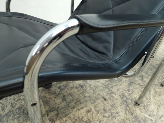 Image 1 of Strässle Hans Eichenberger designer chair with Stools leather chair 