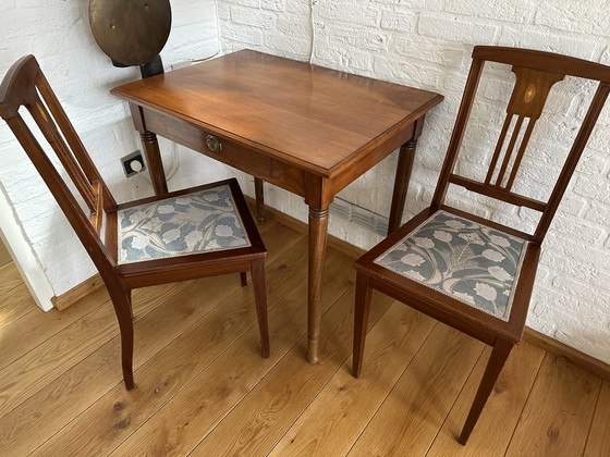 Image 1 of Jugendstihl secretaire +2x Chaise vintage