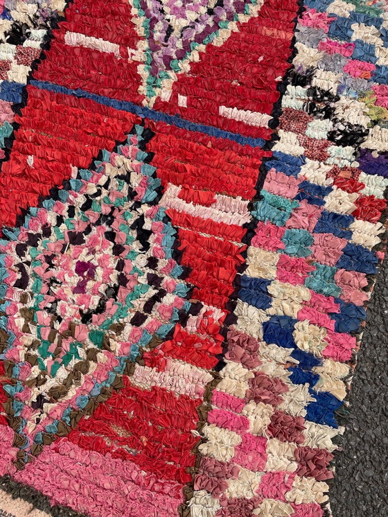 Image 1 of Tapis traditionnel tissé à la main Boucherouite tribal marocain