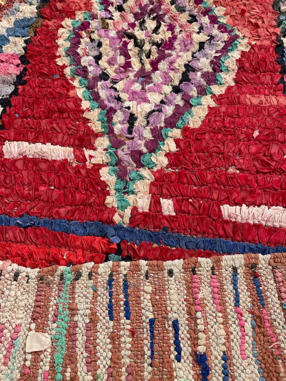 Image 1 of Tapis traditionnel tissé à la main Boucherouite tribal marocain