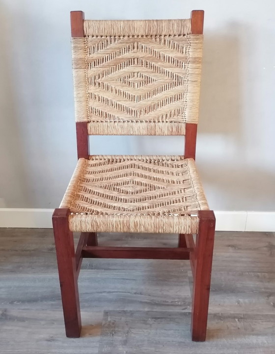 Image 1 of Brutalist, Mid-Century Wickery braided dining chairs