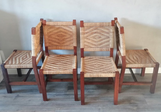 Image 1 of Brutalist, Mid-Century Wickery braided dining chairs