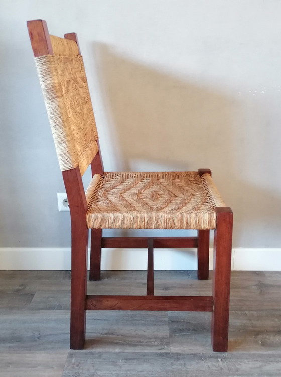 Image 1 of Brutalist, Mid-Century Wickery braided dining chairs