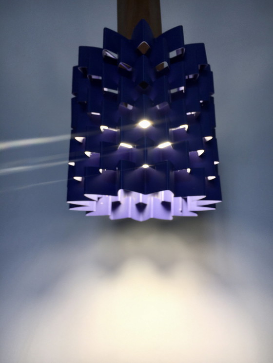 Image 1 of Anton Fogh hanging light in purple metal and teck