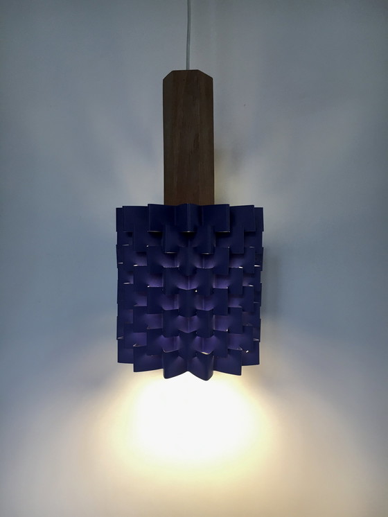 Image 1 of Anton Fogh hanging light in purple metal and teck