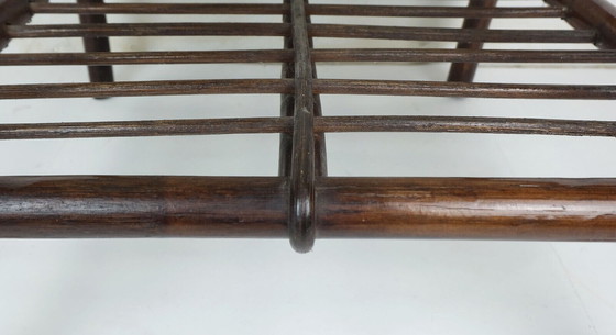 Image 1 of no 2 of 2: 1970s mid century SIDE TABLE coffee table bamboo wicker glass