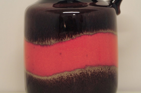 Image 1 of brown & red swirl West Germany jug vase