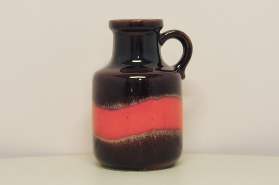 Image 1 of brown & red swirl West Germany jug vase