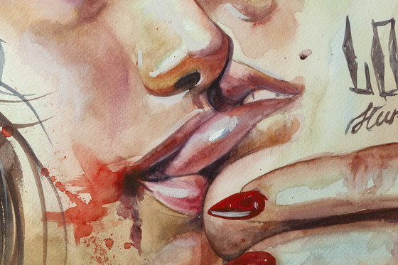 Image 1 of Beautiful watercolor in frame.