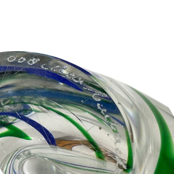 Image 1 of Max Verboeket - Kristalunie Maastricht - Vase avec bleu et vert - Inutilisé, vintage