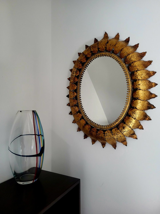 Image 1 of Specchio ovale da sole vintage spagnolo, Spagna, anni '60