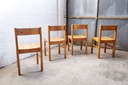 4 sedie in legno di pino di design scandinavo di metà secolo, anni '60