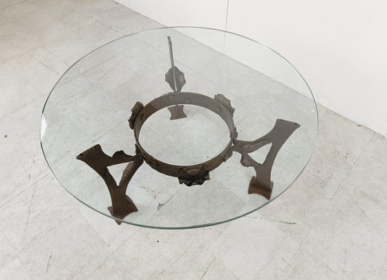 Image 1 of Sculpted steel flower coffee table, 1970s