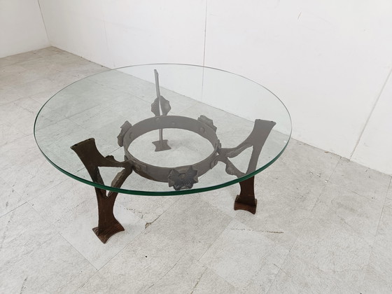 Image 1 of Sculpted steel flower coffee table, 1970s