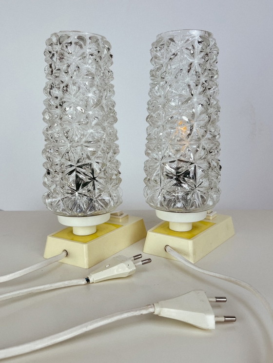 Image 1 of Set of night lights with decorative glass, 1960's (2)