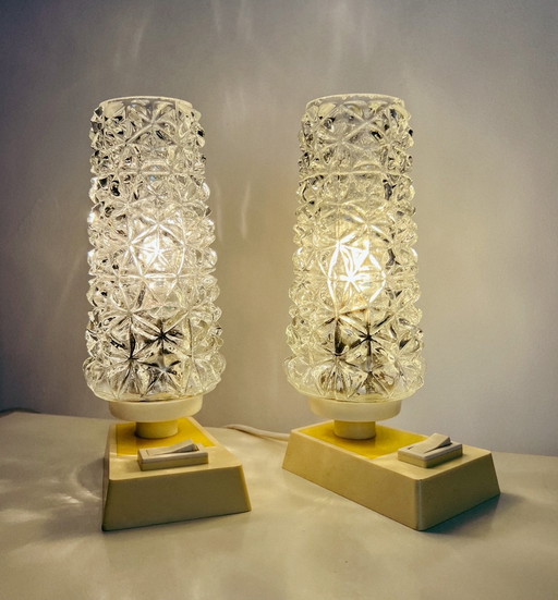 Set of night lights with decorative glass, 1960's (2)