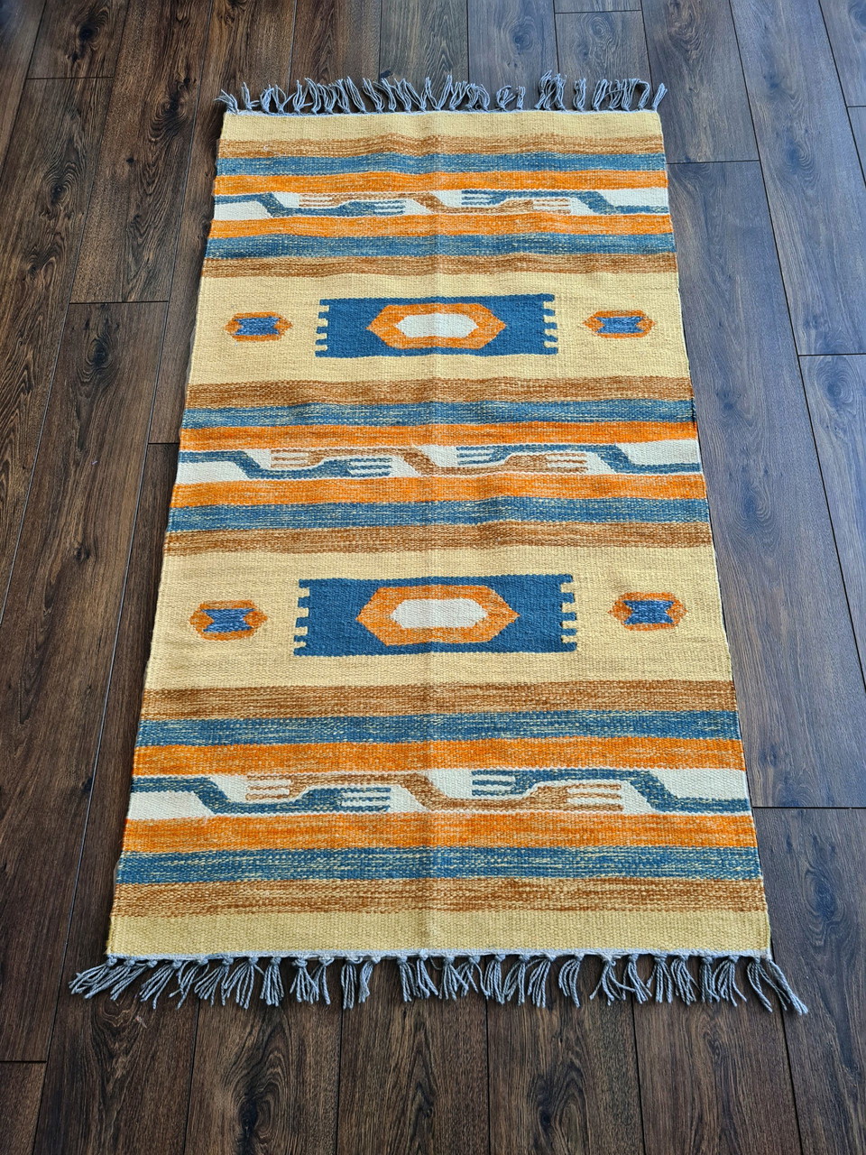 【Vintage】Hand Knit Rug 170×100 Kelima Handwoven rug / carpet - 100% Egyptian wool Kilim
