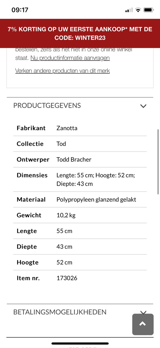 Image 1 of Table d'appoint Zanotta Tod rouge