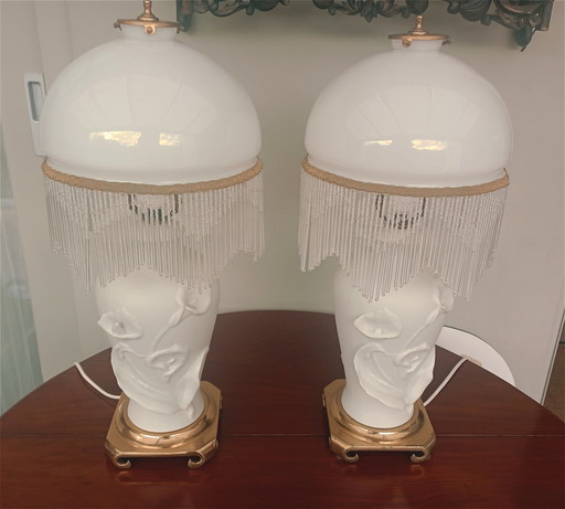 2x Hollywood regency table lamps, set