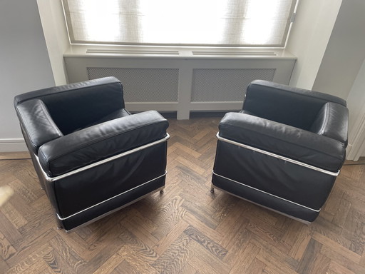 2x Cassina by Corbusier fauteuil