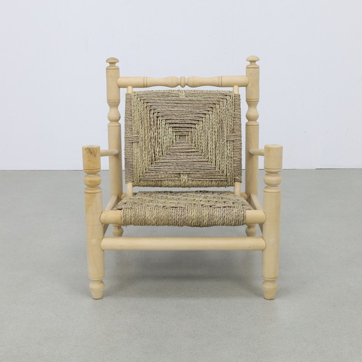 Low Rope Chair in Natural Teak, 1970s