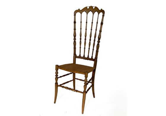 Image 1 of Chaise Chiavari Mid Century Gaetone en noyer