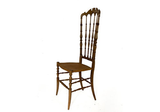 Image 1 of Chaise Chiavari Mid Century Gaetone en noyer