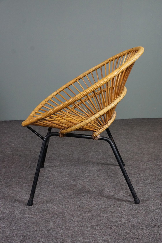 Image 1 of Dutch design 1950s rattan chair, handmade