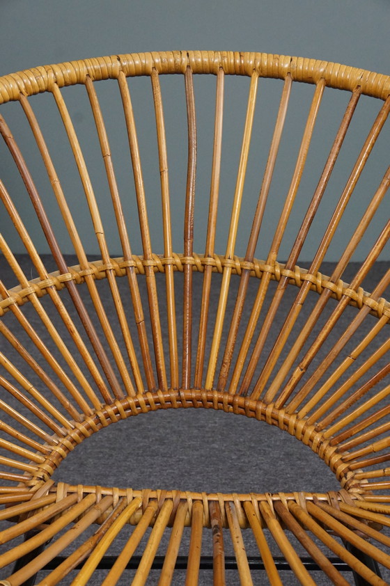 Image 1 of Dutch design 1950s rattan chair, handmade