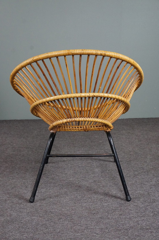 Image 1 of Dutch design 1950s rattan chair, handmade