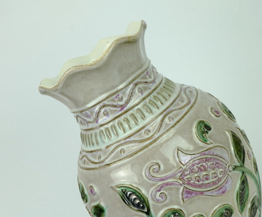 bay keramik vase with floral relief pattern model 62 30 1960s