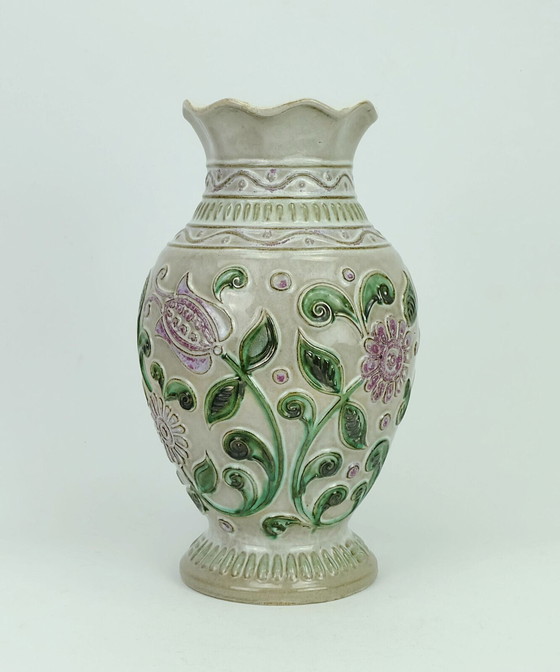 Image 1 of bay keramik vase with floral relief pattern model 62 30 1960s