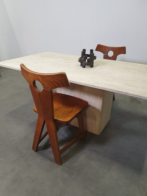 Image 1 of 3x Brutalist oak chair