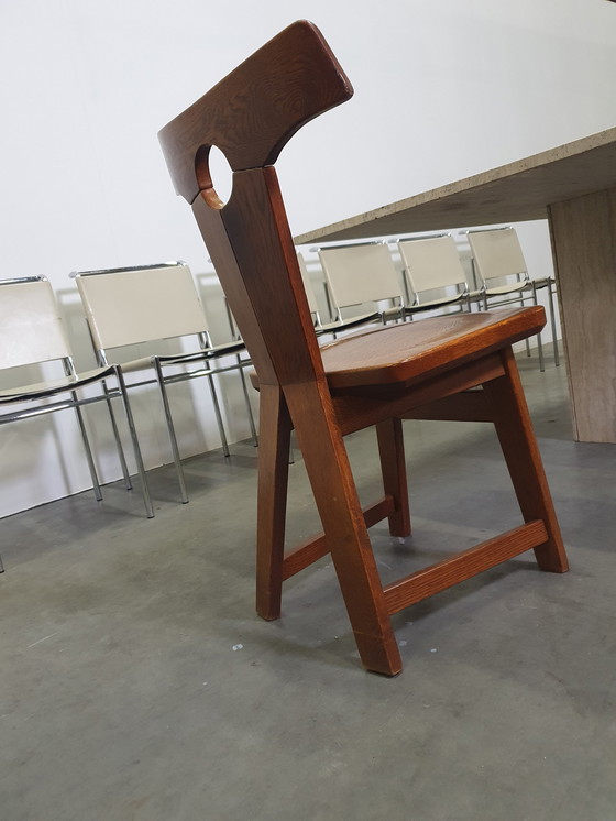 Image 1 of 3x Brutalist oak chair