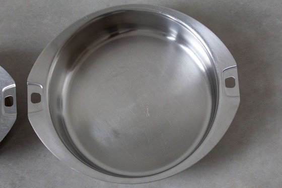 Image 1 of 2 C&S inox vintage cooking pans with brown enamel lids