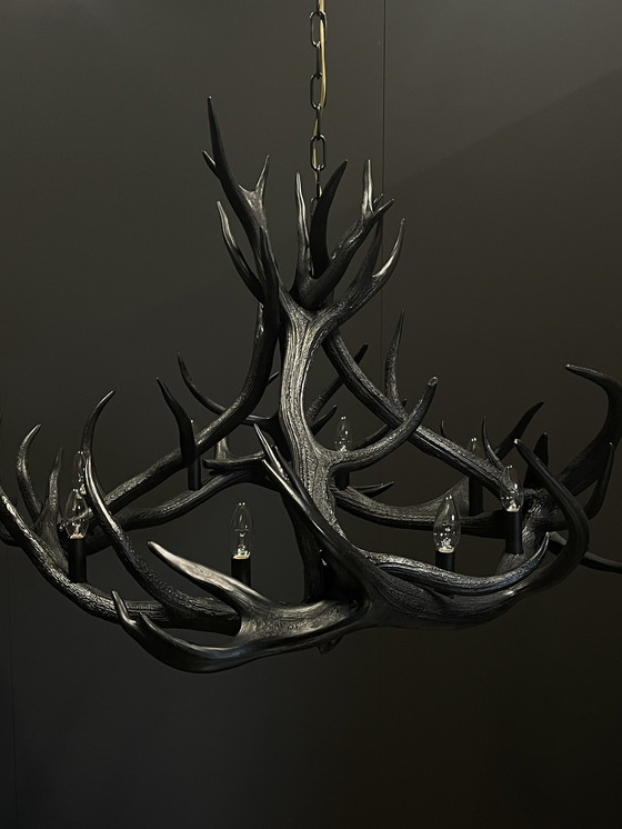 Image 1 of Custom made Charcoal antler lamp