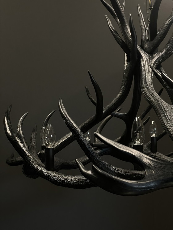 Image 1 of Custom made Charcoal antler lamp