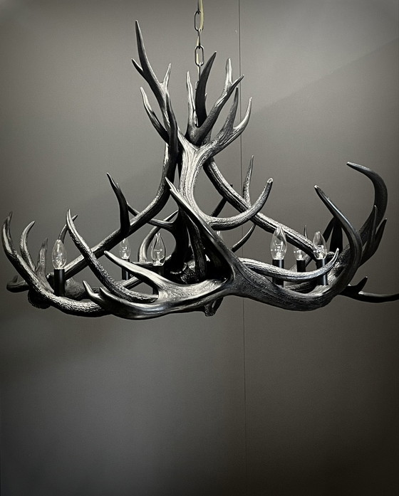 Image 1 of Custom made Charcoal antler lamp