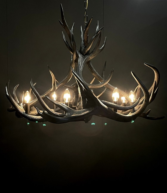 Image 1 of Custom made Charcoal antler lamp