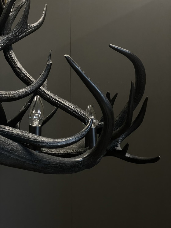 Image 1 of Custom made Charcoal antler lamp