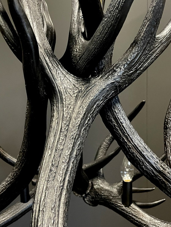 Image 1 of Custom made Charcoal antler lamp