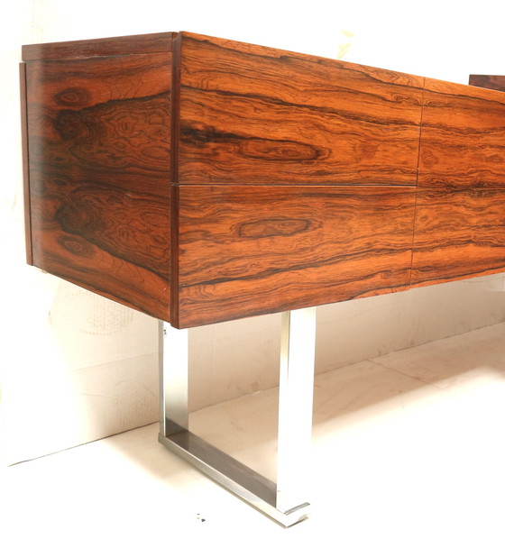 Image 1 of Grand bureau d'angle en palissandre rio vintage rare / bureau de direction des années 1960
