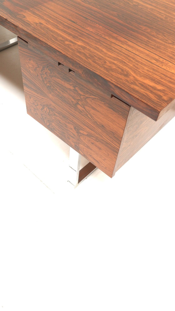 Image 1 of Grand bureau d'angle en palissandre rio vintage rare / bureau de direction des années 1960