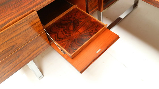 Image 1 of Grand bureau d'angle en palissandre rio vintage rare / bureau de direction des années 1960