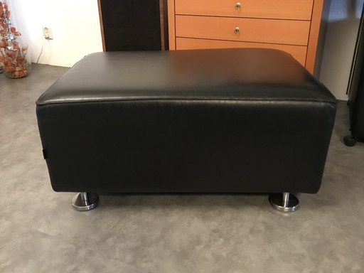 Black leather pouf Gelderland