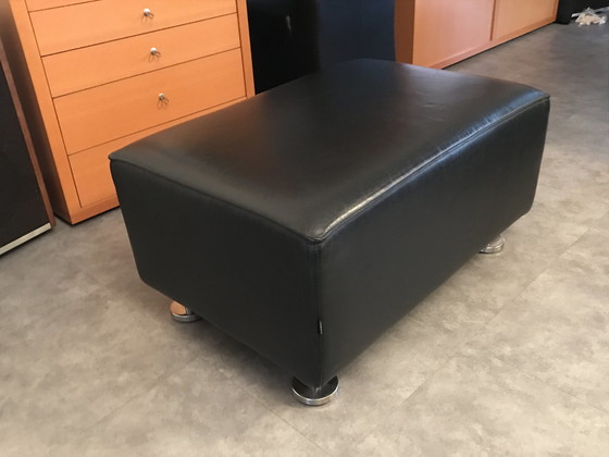 Image 1 of Black leather pouf Gelderland