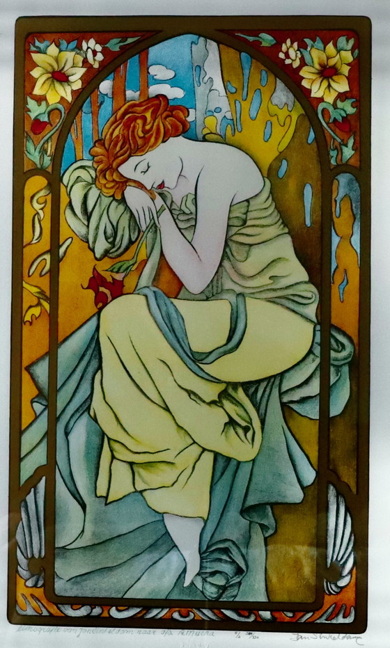 Image 1 of Alphonse Mucha - Repos de la Nuit lithographie