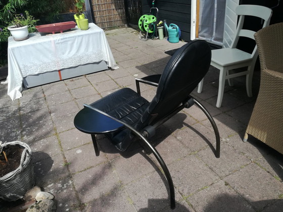 Image 1 of Design armchair black leather/steel