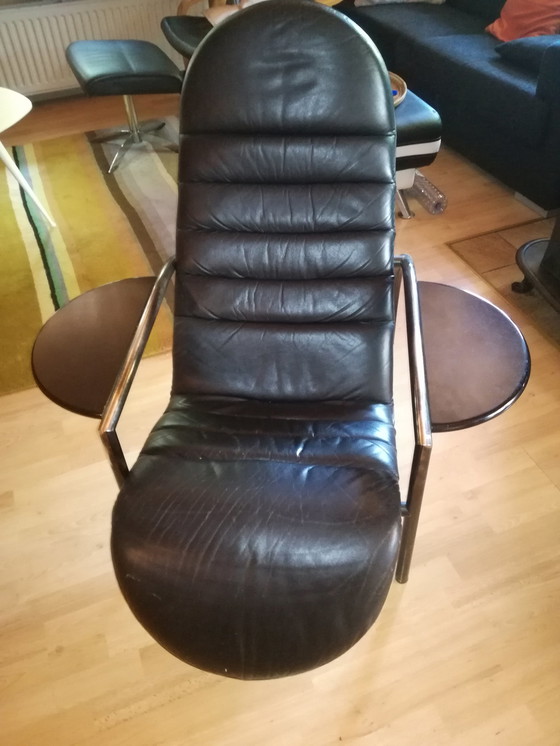 Image 1 of Design armchair black leather/steel