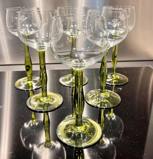 6x Vintage KLM wine glasses